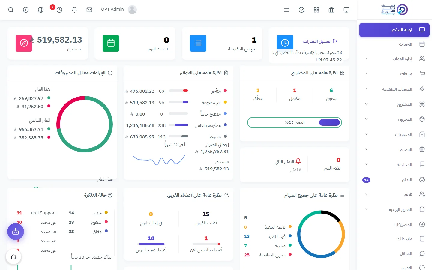 OPT-ERP — منظومة إدارة الأعمال